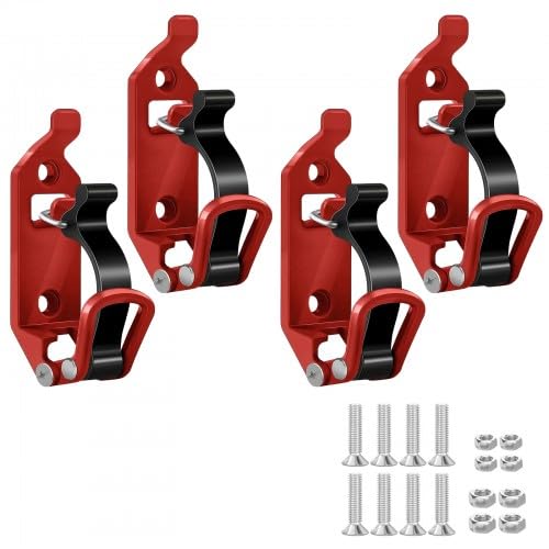 4個ルーフラック用シャベルマウント メタルラバークランプ壁取り付けキット シャベルホルクランプ壁マウントキット カーアクセサリー トラック、ボート用カーアクセサリー、軍事装備、斧ホルダー (レッド)