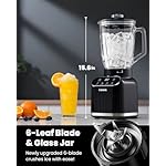 GDOR Professional Blender for Smoothies, 5 Functions, 1200 Peak Watts Smoothie Blender, 52 Oz Glass Jar & 24 Oz To-Go Cup Combo, Blenders for Smoothies, Ice and Frozen Fruit, Self-Cleaning - Image 4