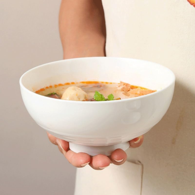 Ceramic High Sided Bowl Heat Resistant Rice Household White Soup Noodle