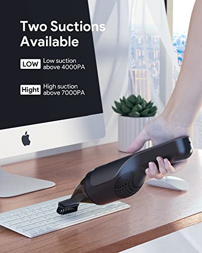 Aspirateur à Main, 7000PA/2500mAh Aspirateur à Main sans Fil, USB-C Charge Rapide Aspirateur avec Double Filtre HEPA pour la Maison/Le Bureau/la Voiture/Les Poils d'animaux et Le Nettoyage des Tapis - Image 5