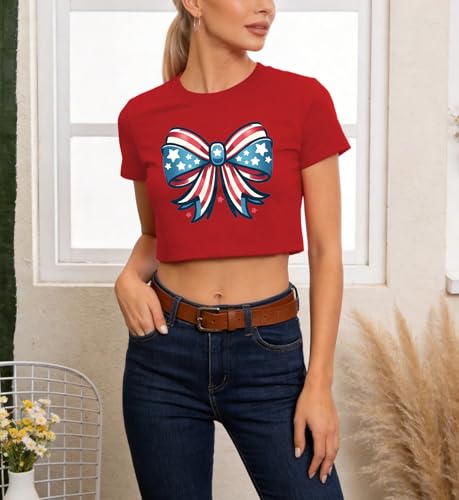 Image of 4th of July Bow Tank Top Women-Vintage American Bow Sleeveless Shirt USA Flag Tee Top Patriotic Tank Top
