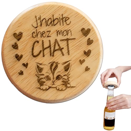 ERNESTINE - Cadeau chat original décapsuleur magnétique - idée cadeaux pour femmes maman mamie amoureux des chats - cadeau original humour chat pour femme fête des mères et grands-mères