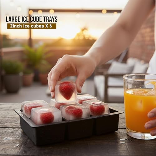 Image of Ice Cube Tray Flexible Multi-Compartment Freezer Tray Assorted Colours and Shapes (2 Pack 6 Big)
