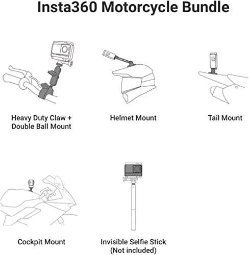 Insta360 X3 - Waterproof 360 Action Camera With 1/2'' 48Mp Sensors, 5.7K Hdr Video, 72Mp Photo, 4K Single-Lens, 2.29'' Touchscreen|Includes Motorcycle Bundle, Selfie Stick, Lens Cap&128Gb, Black #TOP5