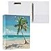 susiyo Palm Tree in Sandy Beach 3 Ring Binder Round Rings PVC Binder with Clipboards - 1 Piece