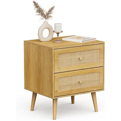 VonHaus Scandi Style Rattan Bedside Table Cover