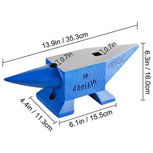 Happybuy Single Horn Anvil 22Lbs Steel Anvil Blacksmith for Sale Forge Steel Tools W/Round And Square Hole and Equipment Anvil Rugged Blacksmith Jewelers Durable and Robust Metalsmith Tool