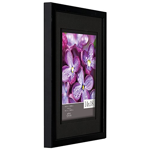 Gallery Solutions 14x18 Black Wood Wall Frame with Double Black Mat for