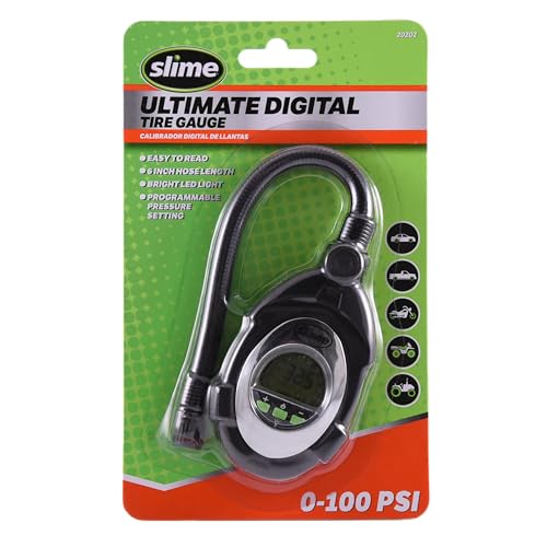 Slime 20202 Tire Pressure Gauge, Ultimate Digital, LED Light for Night Time Use 0-100 psi