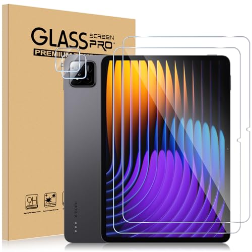 ELYCO Verre Trempé pour Xiaomi Pad 7 / Pad 7 Pro, 2 Pièces Film de Protection Écran + 2 Pièces Caméra Arrière Protecteur, 9H Dureté Anti Rayures, Sans Bulles Anti-Huile, HD Film Protection Décran