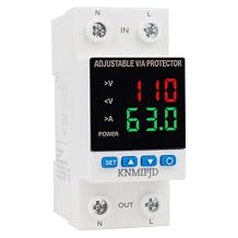 Adjustable Voltage Protector AC/DC 110V 63Amp Smart Breaker Adjustable Over Under Voltage Protection Double LED Display Voltage Current Intelligent Relays Reset Prote