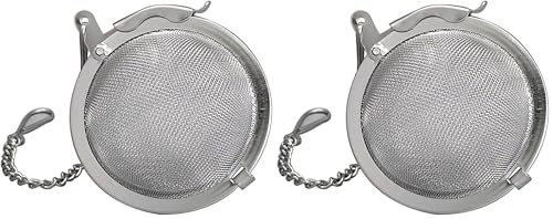 HIC Kitchen Mesh Ball Tea Infuser, 18/8 Stainless Steel Mesh, For Loose Leaf Tea and Mulling Spices, 2-Inch (Pack of 2)