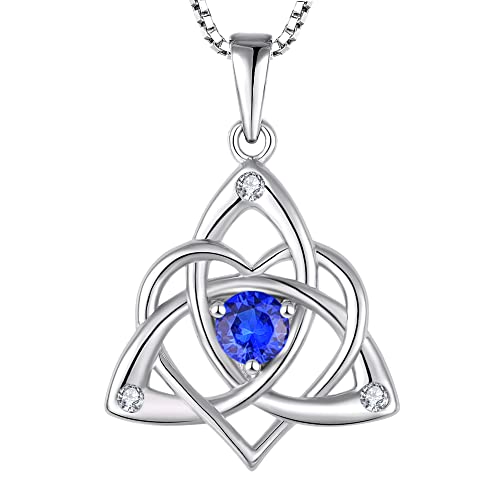 STARCHENIE Celtic Knot Necklace for Women 925 Sterling Silver Trinity Love Knot Pendant Birthstones Jewelry