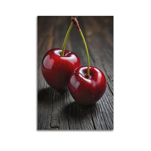 Poster cerises rouges ZHOUKEG de 60x90cm avec sa suspension murale moderne en toile