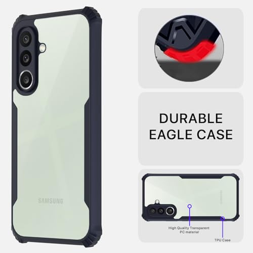 Image of Pikkme Back Cover for Samsung Galaxy M56 5G | Ultra Hyrbid | Full Camera Protection | Raised Edge | Crystal Clear Transparent Bumper Case (Blue)
