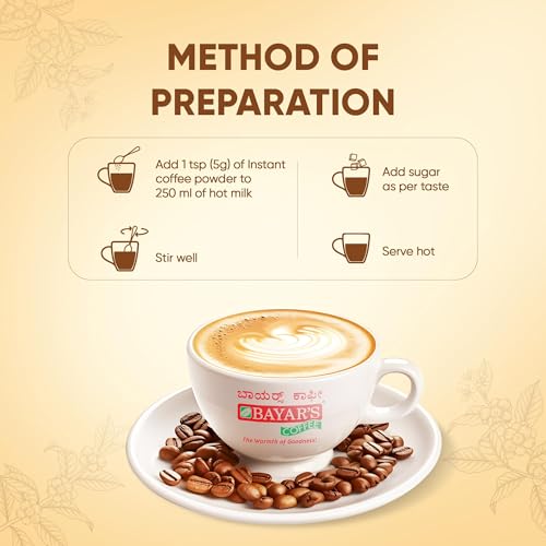 Image of Bayar's Coffee Instant Coffee Powder 200g | Authentic Blend with 70% Coffee & 30% Chicory | Freshly Slow Roasted for Rich Aroma & Taste - Pack of 2