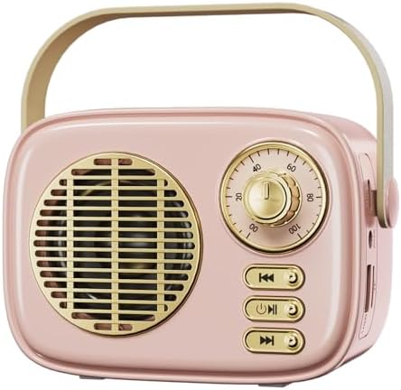 Dosmix Retro Bluetooth Speaker, Portable Mini Vintage Decor, Pink