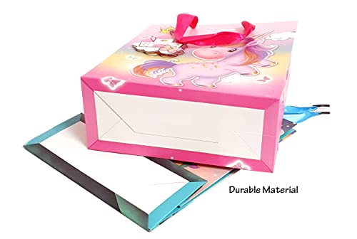 Image of Crackles Unicorn Character Printed Paper Bags for Gifting Eco Friendly Gift Paper Bags with Sturdy Handles (Pack of 12)