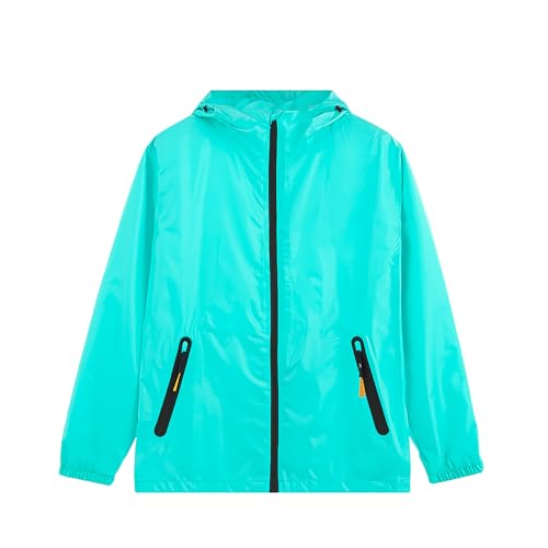 Chubasquero ligero y plegable para exteriores, cortavientos con capucha, senderismo, ciclismo, desplazamientos, azul celeste, L