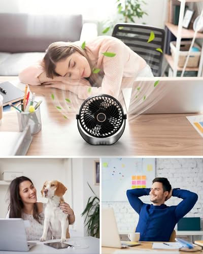 Fashioz Ventilateur de Bureau USB, Ventilateur Portable Silencieux à 5 Vitesses, Mini Nesk Fan Réglable à 360°, Petit Nesk Fan Puissant pour Bureau, Maison, Chambre, Voiture