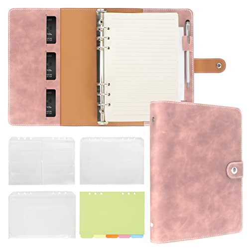Classeur A5 rose pour ne plus perdre vos notes : carnet en cuir rechargeable complet