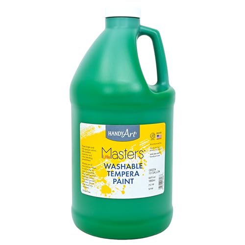 Handy Art Little Masters Washable Tempera Paint, Green, Half Gallon 64 oz Bottle, Bright & Mixable, High Opacity, Washable Colors for Classroom, Students, Kids, Safe & Non-Toxic, Made in USA