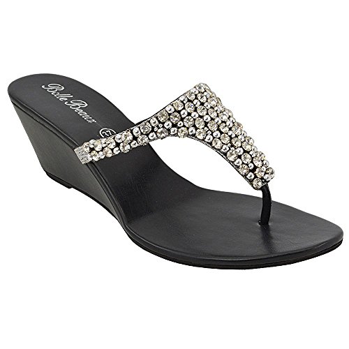 ESSEX GLAM , Damen Sandalen, Schwarz - Nero (Nero) - Größe: UK 7 / EU 40