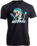 Ann Arbor T-shirt Co. Unstoppable T-rex | Funny Dinosaur Dad Joke Silly Humor for Men Women (Adult,2XL) Black