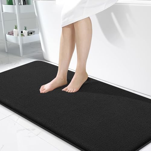 Homaxy Memoryschaum Badematte rutschfest Badezimmerteppich-60x120cm,Schwarz | komfortabel&dick, hervorragende wasseraufnahme, rutschfeste PVC-rückseite, maschinenwaschbar, pflegele