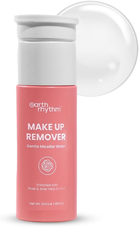 Earth Rhythm Micellar Cleansing Water | Makeup Remover| No Rinse Formula | Removes Daily Stubborn Makeup,Waterproof Makeup, SPF & Impurities | Maintain Moisture Balance | All Skin Type - 50ml