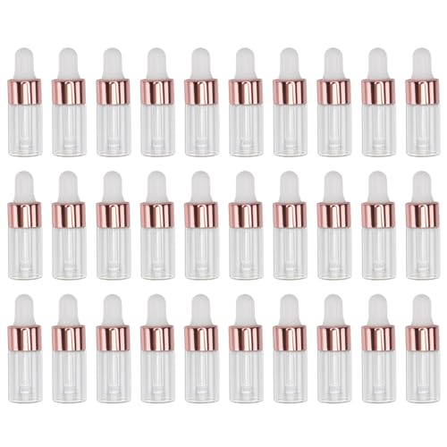 ibasenice Frascos Herméticos a Prueba de Fugas 30 Botellas de Dorado de 3 Ml para Esencial Gotero para Manualidades y Viajes