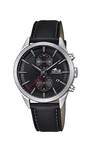 Montre Lotus homme acier inoxydable gris 18313/2 et cuir noir de qualité