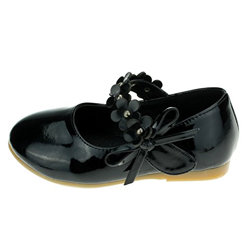 Kids PU Flower Slip on Flats Fashion Oxford,Black,Toddler 6.5M3