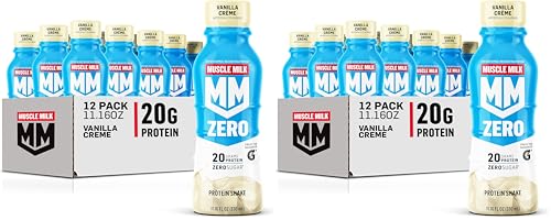 Muscle Milk Zero Protein Shake, Vanilla Crème, 20g Protein, Zero Sugar, 24 Pack