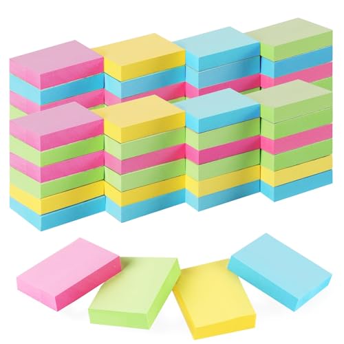 Umikk 50 Pack Sticky Notes 1.5x2 in, 5000 Sheets Small Self-Stick Note, 4 Color Mini Sticky Notes Pad Bulk, Easy to Post for Office, School, Home