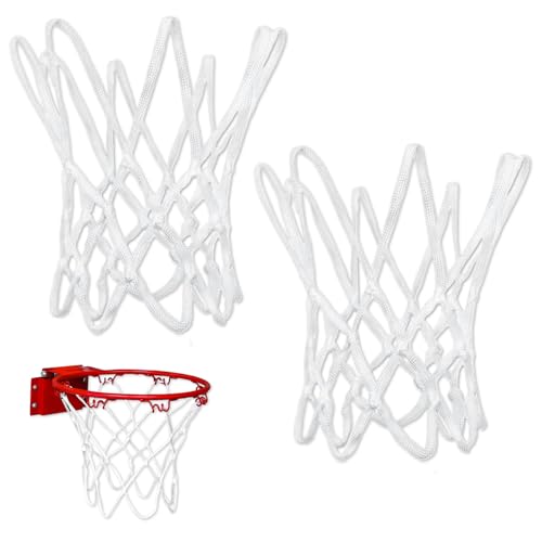 Rete per Canestro da Basket Mini – Sostitutiva in Nylon Resistente – 2 Pezzi – 8 Ganci – Uso Interno ed Esterno – Colore Bianco