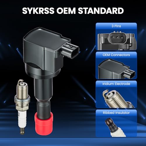 Image of Set of 4 UF581 Ignition Coil Pack and 4504 PK20TT spark plugs Compatible with Honda 2007 2008 Fit 1.5L l4 Replacement UF581 30520-PWC GN10249 673-2308 C1578 610-50119 5C1635