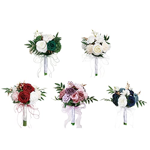 Ramo de Novia de Tela de Rosa Artificial para Boda miniatura 2