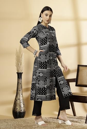 Image of Pistaa's Women's Cotton Regular Fit A Line Floral Print A-Line Regular Kurta