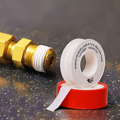 D.N Teflon Tape Premium Grade (PTFE) Thread Seal Tape for Plumbers | General Purpose Water Pipe Sealant Tape | 1/2″ Width x 480 ″ Length – White (Pack 1)