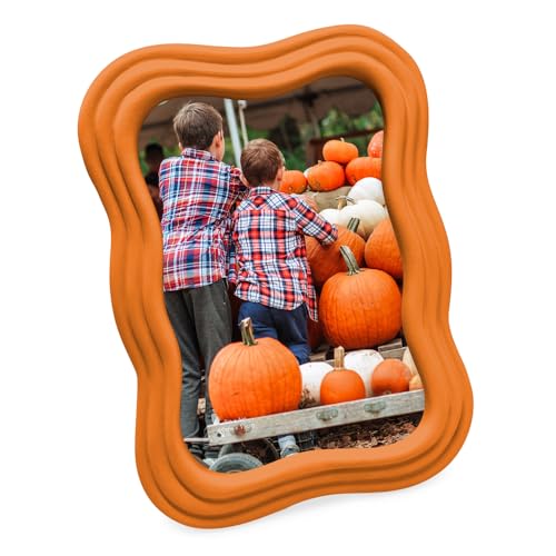 Isaac Jacobs 4x6 Matte Orange Curved Deco Frame for Tabletop and Wall Display, Decorative Art, Design, Home Décor, Gift (4x6, Matte Orange)