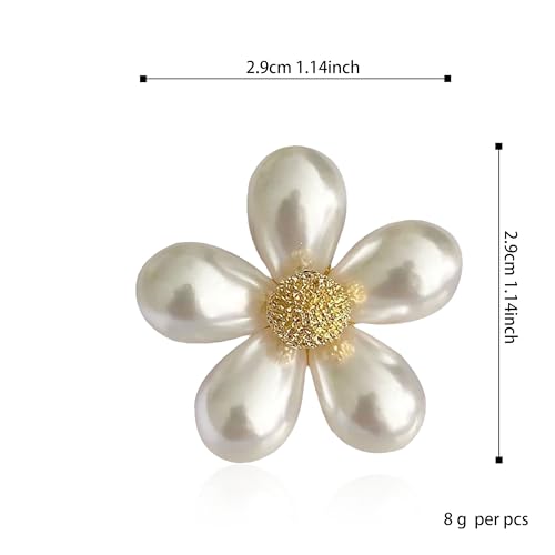 Image of Cute Pearl Flower Brooch Pin,Bowknot Bow Tie Suit Pin Pearl Silk Scarf Buckle Daisy Flower Brooch Jewelry for Women Birthday Gifts