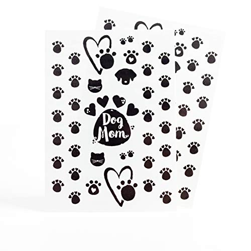 Pet Living Temporary Tattoos - Pet Lovers Dog or Cat - For Women & Girls - 24 Designs - Whimsy Collection [Color: Black]