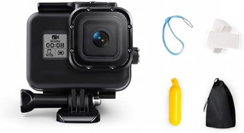 Waterproof Housing Case Compatible With Hero8 Black With Basic Mount, Screw, Floating Bobber Grip, Strap And Anti-Fog Inserts (45M)