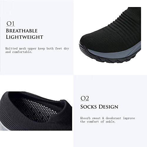 JITUUE Walking Shoes for Women Sneakers Athletic Non Slip on Fashion Running Platform Sock Mesh Lightweight Wedge Shoes4