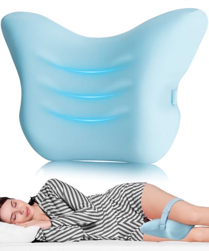 Hydomi Almohada ortopédica de rodilla para personas que duermen de lado, cojín de espuma viscoelástica de alta calidad con funda de enfriamiento para dormir, correa ajustable para aliviar la espalda