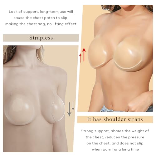 Image of Invisible Lift Sticky Bra for Large Breasts - Women's Seamless Backless Strapless Push Up Adhesive Silicone Bra