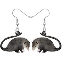 BONSNY Dangle Cute Grey Opossum Earrings Mouse Animals Novelty Hypoallergenic Jewelry For Women Gifts