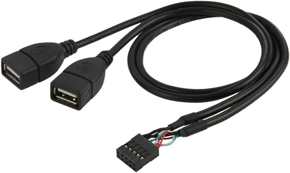 USB 9Pin 10Pin Motherboard Female Header to Dual USB 2.0 Female Adapter Cable 50cm