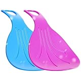 Otbushit 2Pcs Snow Sled for Kids, Lightweight Portable Kids Sled with Non-Slip Handle, Flexible Plastic Sliding Board for Winter Outdoor or Sand